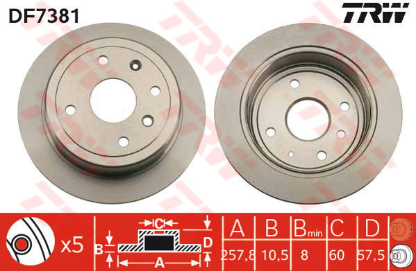 TRW Tarcza hamulcowa DF7381