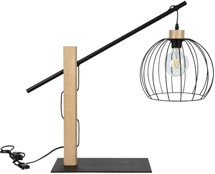 Britop Druciana  stojąca MANDARINE 85014904 stołowa LAMPA industrialna metalowa czarna drewno 85014904