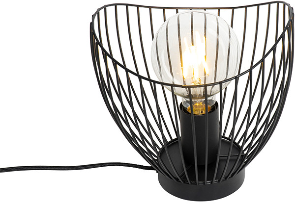 QAZQA Nowoczesna lampa stołowa czarna 20 cm - Pua