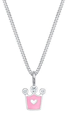 Elli łańcuszek dla dzieci z wisiorkiem w kształcie korony serce srebro próby 925 emalia kryształy Swarovskiego ze szlifem brylantowym 36 cm  0104111217 _ 36 0104111217_36