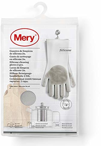Mery Mery Silikonowe rękawice do czyszczenia, jasnoszare, wymiary: 34,5 x 15,5 x 2,6 cm  rozmiar uniwersalny 0932