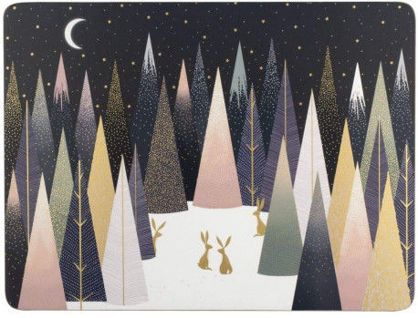 Pimpernel portmerion PODKŁADKI KORKOWE PIMPERNEL - Frosted Pines - Zimowe Sosny DUŻE