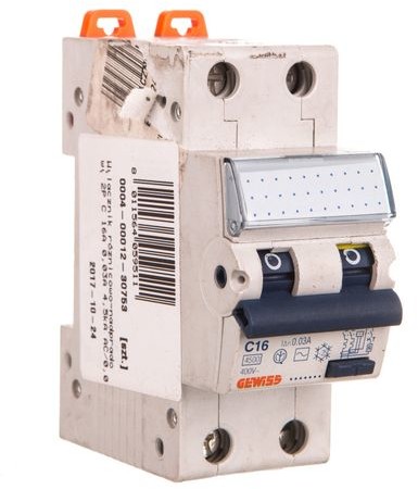 LEGRAND GEWISS różnicowo-nadprądowy 2P C 16A 0,03A 4,5kA AC/0,03 2M GW94027