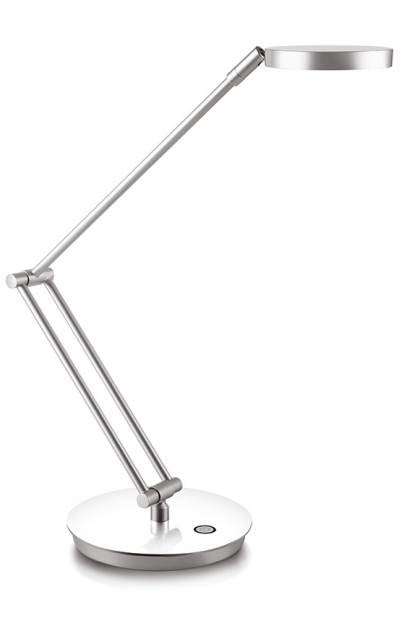 CEP Lampka na biurko CLED-400 srebrna z kolorową podstawą NB-7859