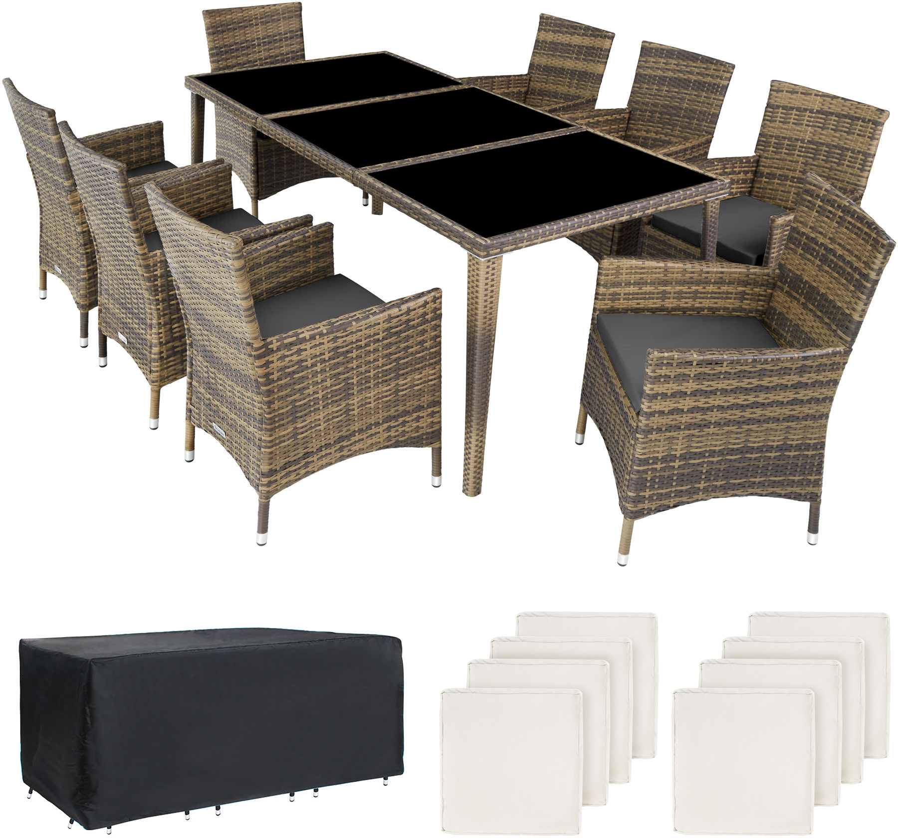 tectake Meble ogrodowe technorattan Monaco - naturalny 403753