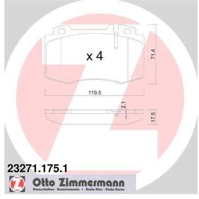 ZIMMERMANN Zestaw klocków hamulcowych, hamulce tarczowe 23271.175.1