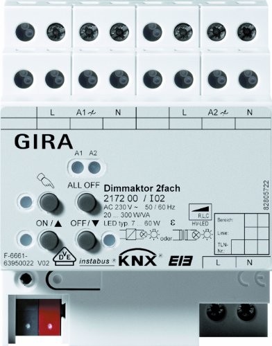 Gira 217200 uniwersalna dimmaktor 2-krotnie 2 X 300 W KNX EIB REG 217200