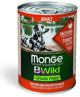 Monge BWild grain free Karma dla psa z indykiem 400g