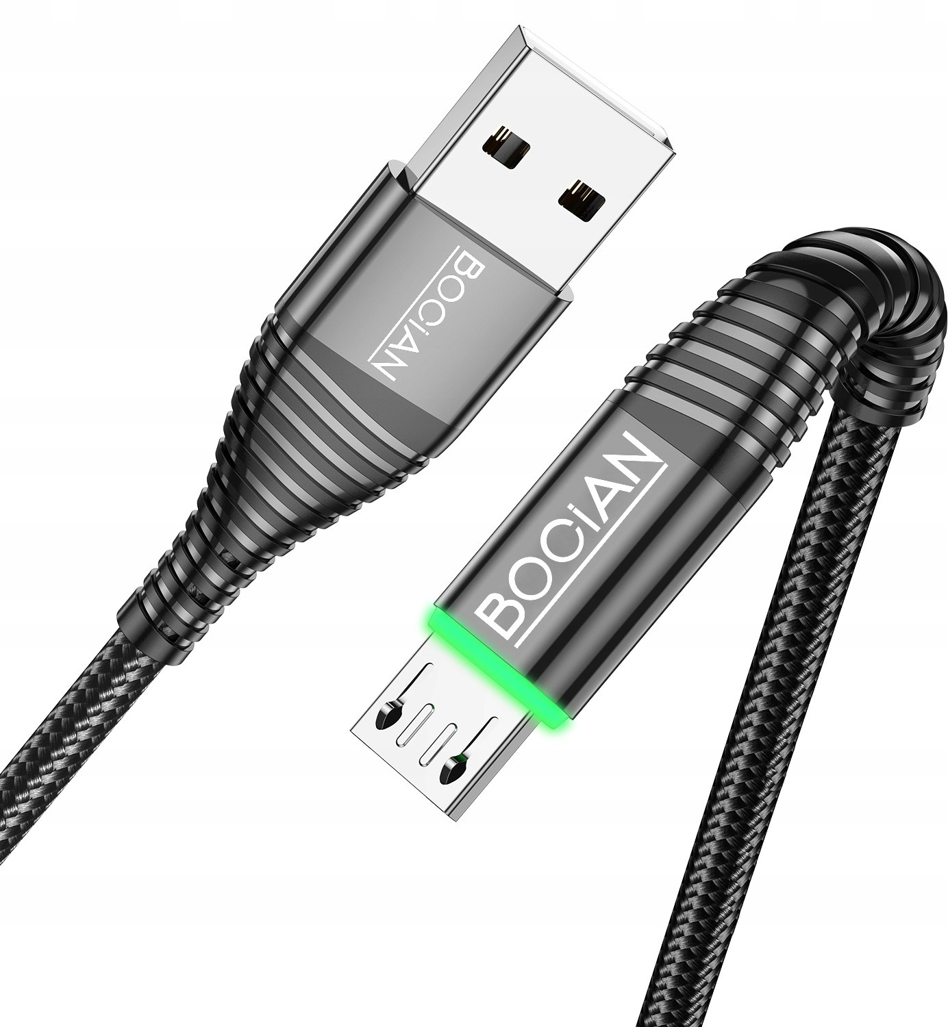 Bocian Szybki kabel Qc Usb - Micro Usb 3A Led 1M