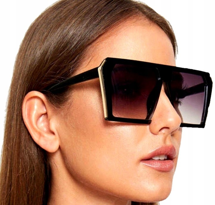 Okulary damskie duże kwadratowe blogowe czarne
