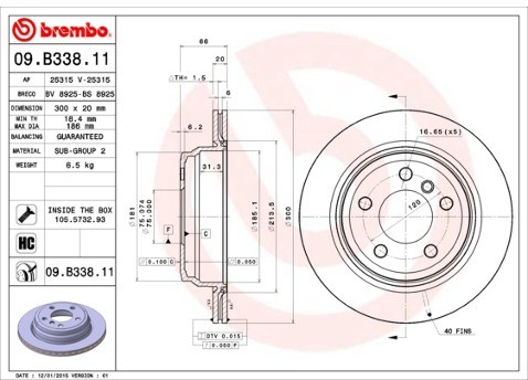 BREMBO Tarcza hamulcowa 09.B338.11