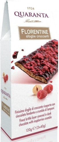 Quaranta Nugaty Quaranta Florentine sfoglie croccanti malinowe 120g (3x40g) w kartoniku AAF5-38215