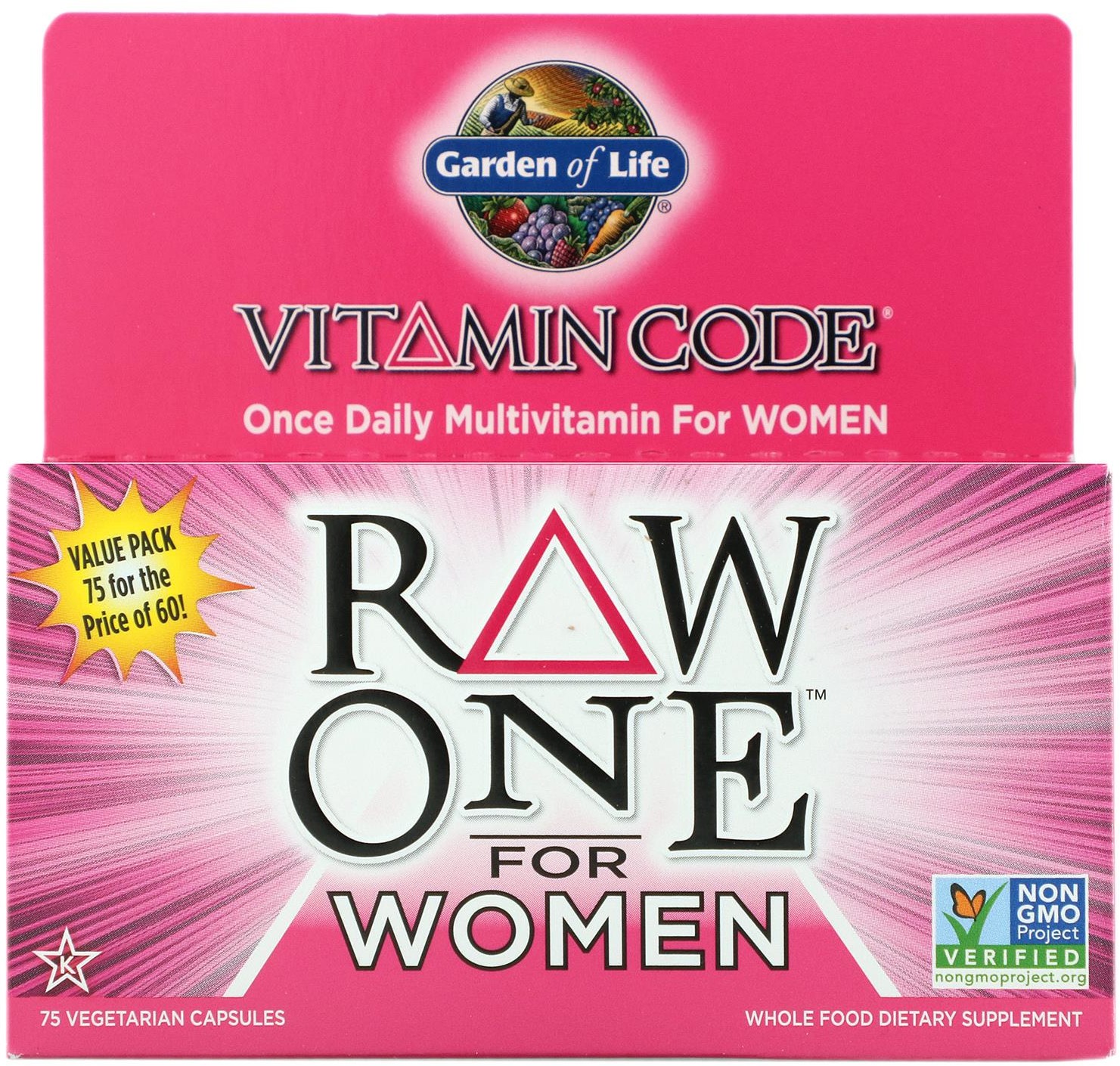 Garden of Life Vitamin Code Raw One for Women - Zestaw Witamin i Minerałów dla Kobiet (75 kaps.)