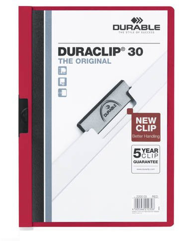 Durable Skoroszyt zaciskowy 1-30 Duraclip czerwony 25szt. 2200-03