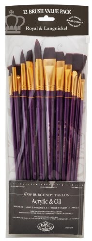 Royal Langnickel Royal & Lang Niklowo-9314  oprogramowanie Burgundy taklon 12-częściowy zestaw pędzli zmieszane z długim uchwytem kupisz RSET-9314