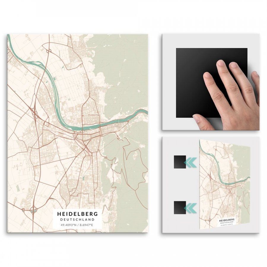 Pix4home Plakat metalowy Mapa Vintage Heidelberg L POS-L-03338