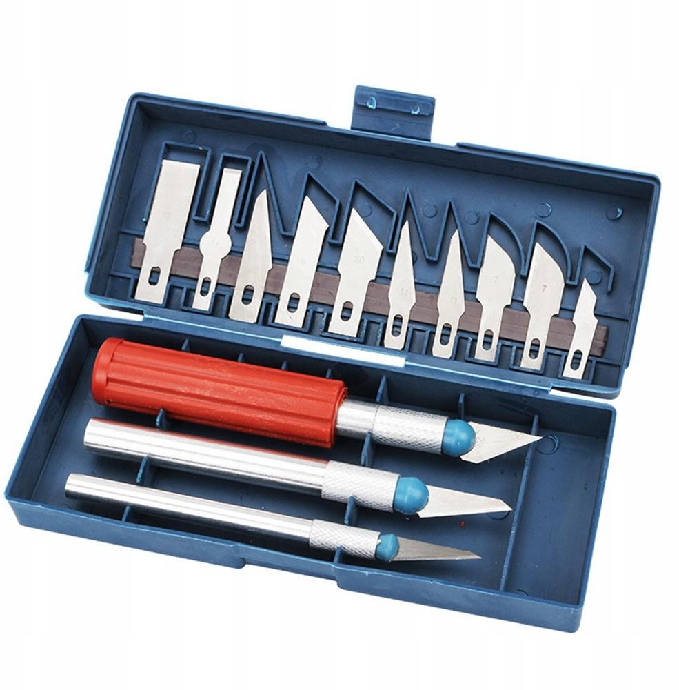 Skalpel Nóż Modelarski Nożyk Zestaw 13 Ostrzy Etui