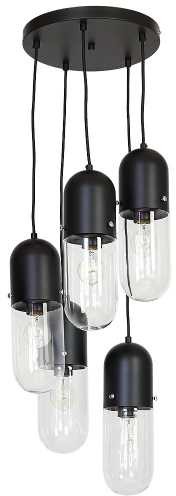 Luminex Lampa wisząca zwis Pill 5x60W E27 czarny 6004