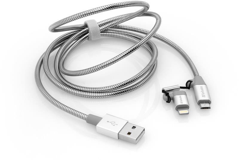 Verbatim Kabel Verbatim USB-A Lightning + micro USB-B M/M combo 1m srebrny 48869