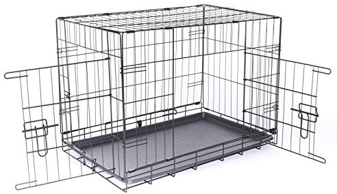 dibea skrzynka transportowa dla psów i małych zwierząt, stabilne pudełko z mocnego drutu, składana/składana, 2 drzwi, z podstawą (rozmiary do wyboru, S-XXXL) DC00493