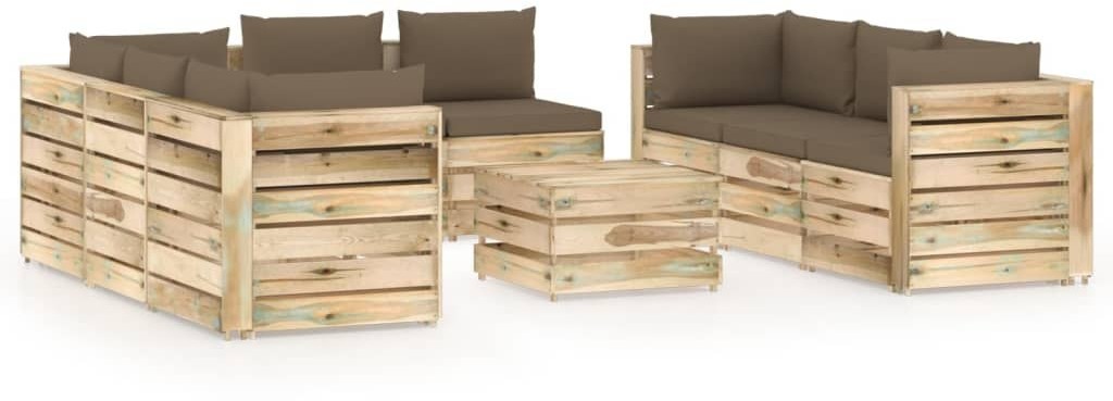 vidaXL 9-cz. zestaw wypoczynkowy do ogrodu, z poduszkami, drewniany 3074743