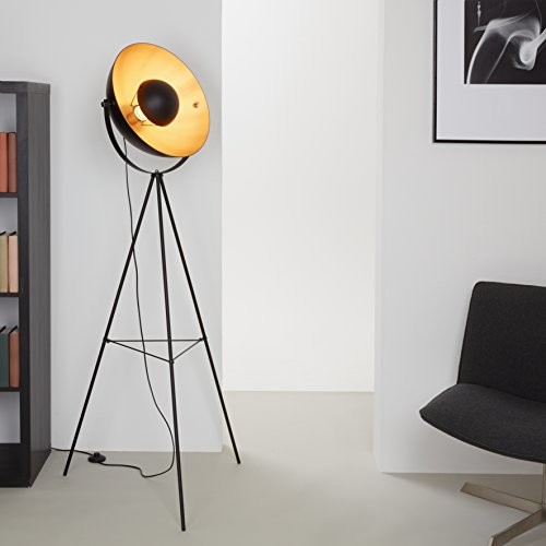 Briloner Leuchten lampa stojąca LED, lampa podłogowa, lampa studyjna, lampa do salonu, 4 x E27, maks.40 W, w stylu vintage, z metalu, E27, czarno-złoto-matowa, 160 x 72,3 x 160 cm 1380-015
