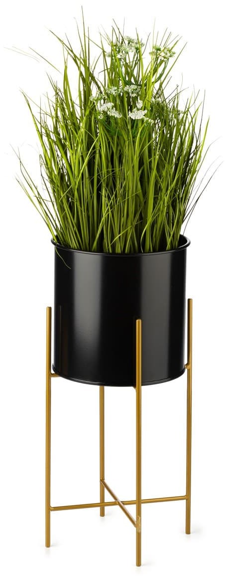 Kwietnik z osłonka 55 cm złoto czarny