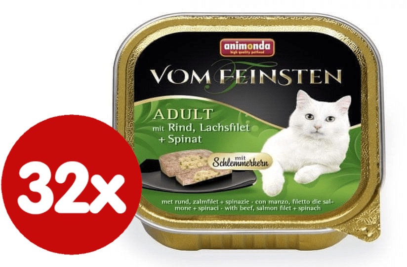 Animonda V.Feinsten CORE wołowina filet z łososia + szpinak dla kotów 32x100 g