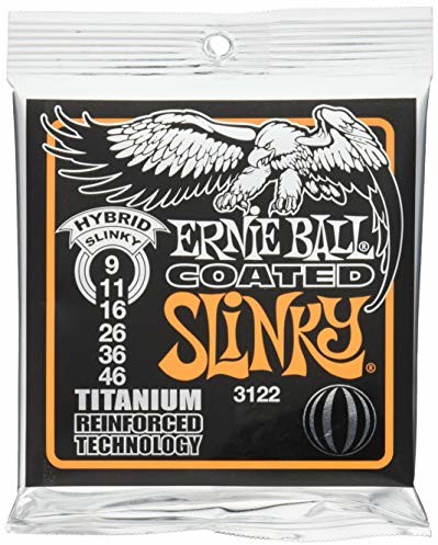 Ernie Ball Titanium Reinforced Coated Electric Strings (08-38/09-42/09-46/10-46/11-48) 09-46 Hybrid P03122