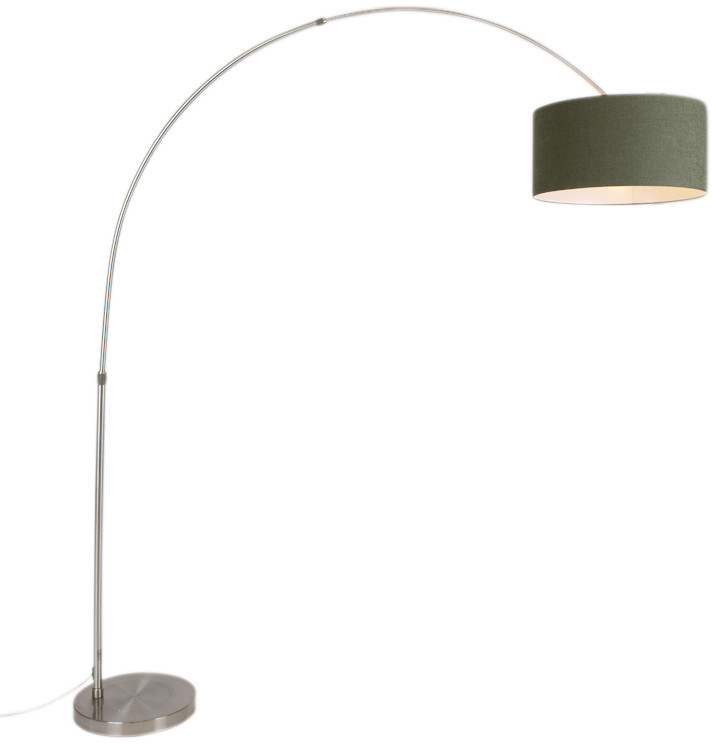 QAZQA Lampa łukowa stalowa zieleń mchu klosz 50/50/25 - XXL
