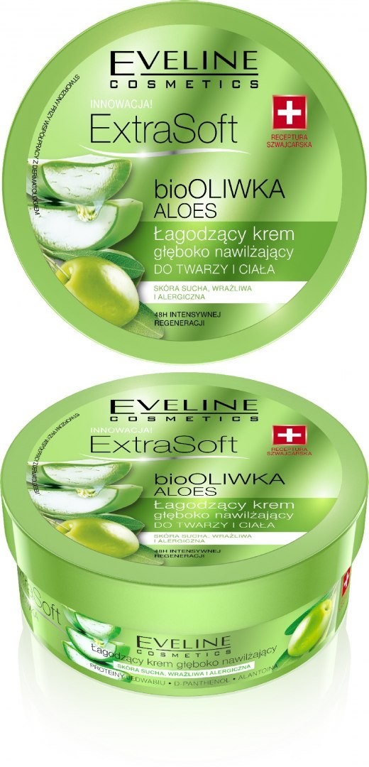 Eveline Extra Soft bio Oliwka i Aloes Łagodzący krem głęboko nawilżający do twarzy i ciała 175ml 91923