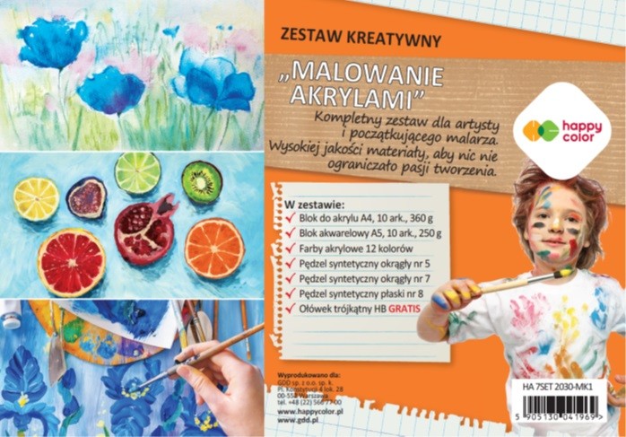 HAPPY COLOR Zestaw kreatywny Malowanie akrylami,