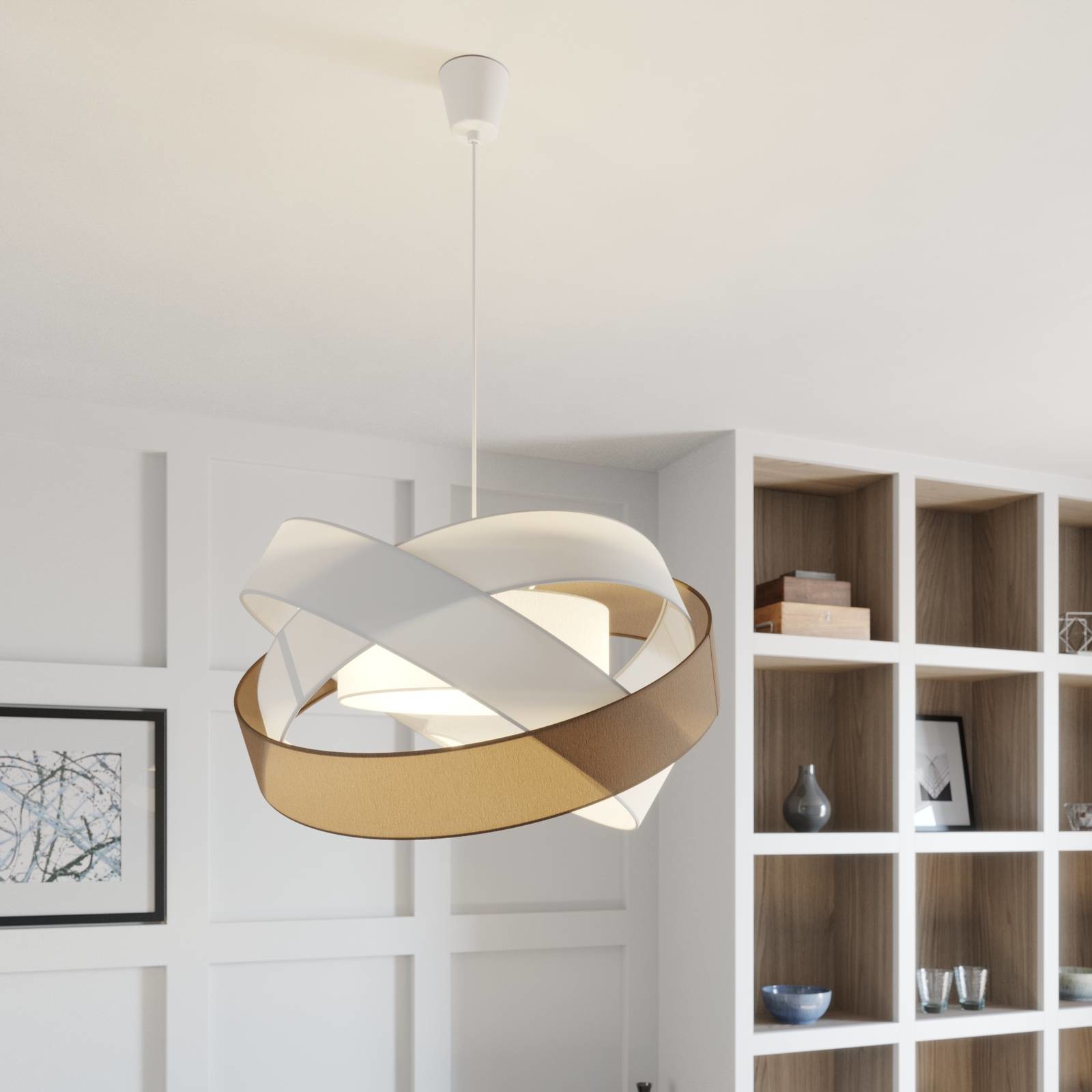 Lindby Simaria lampa wisząca, brązowa/szara/biała