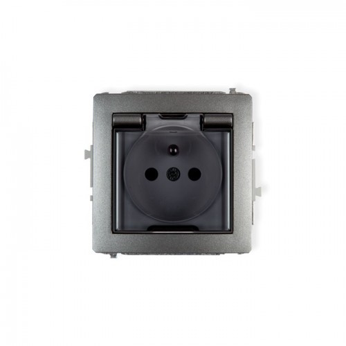 Karlik Karlik DECO 11DGPB-1ZD grafit Gniazdo bryzgoszczelne 2P+Z IP44 kl.dym