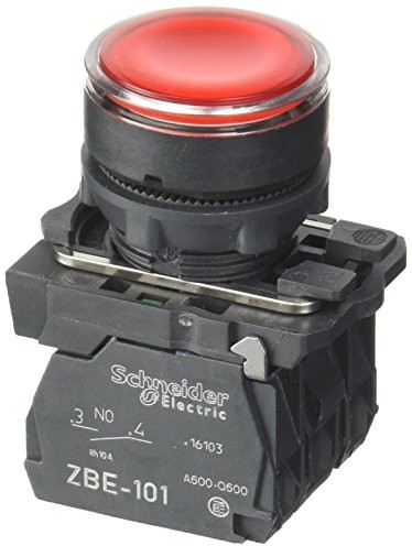 Schneider Electric xb5aw 34b5 Harmony podświetlany przycisk, kołnierz Impuls, tworzywo sztuczne, 10 + 1 °F, 22 MM, 24 V, czerwony XB5AW34B5