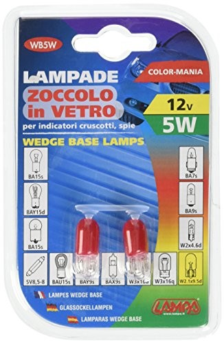 Lampa 12 V 5 W szklany cokół żarówki Czerwony, gniazdo T10 W2,1 X 9,5d 58360 58363
