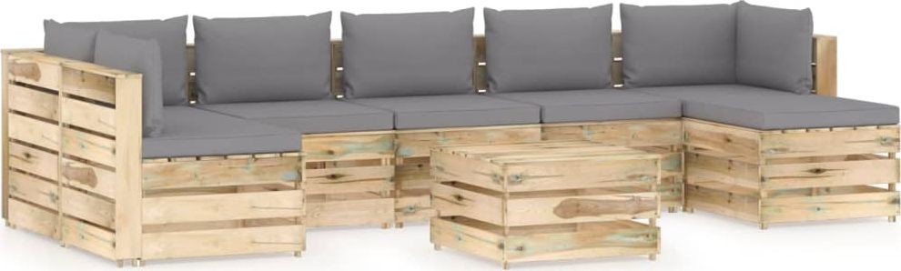 vidaXL 8-cz zestaw wypoczynkowy do ogrodu z poduszkami drewniany 3074748