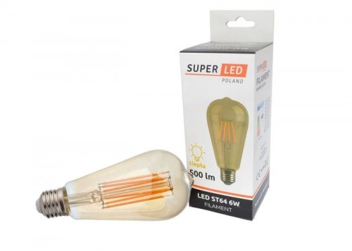 S-LED Żarówka LED E27 6W Filament ST64 Smoke kula biała ciepła 1410