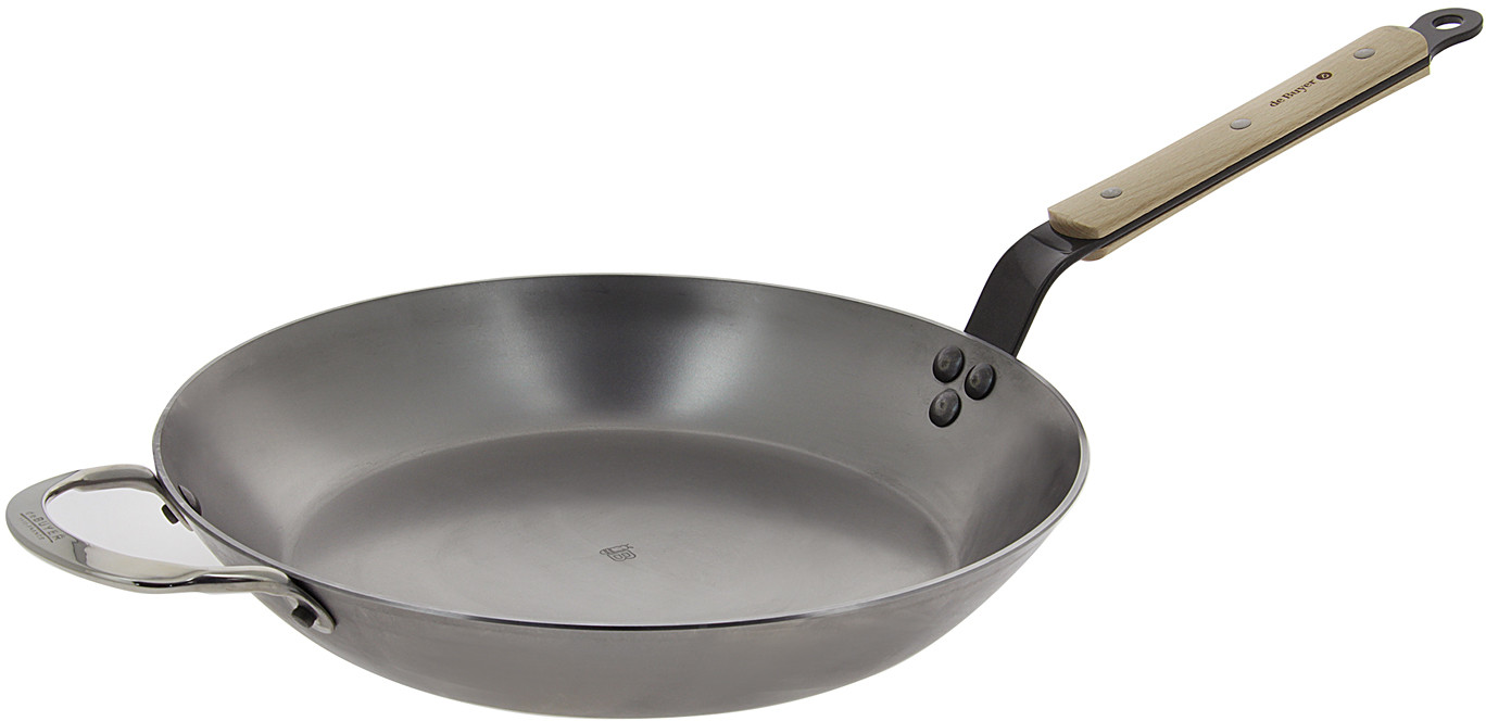 de Buyer de Buyer Stalowa patelnia z drewnianym uchwytem Minerał B Element B Bois  32 cm de Kupujący