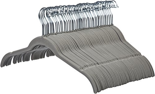 AmazonBasics wieszak na ubrania do koszuli/sukienka, pokryte z aksamitnym 50er-Pack, szary AQ-W0010