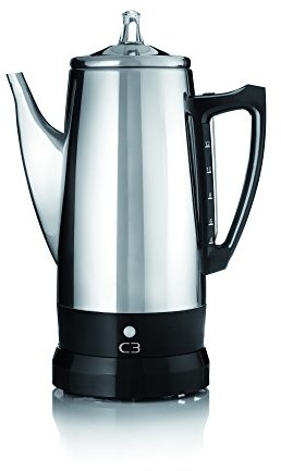 C3 Perkolator Basic  bezprzewodowe, elektryczna zaparzacz do kawy na 2 do 6 filiżanek, ze stali nierdzewnej, srebrny