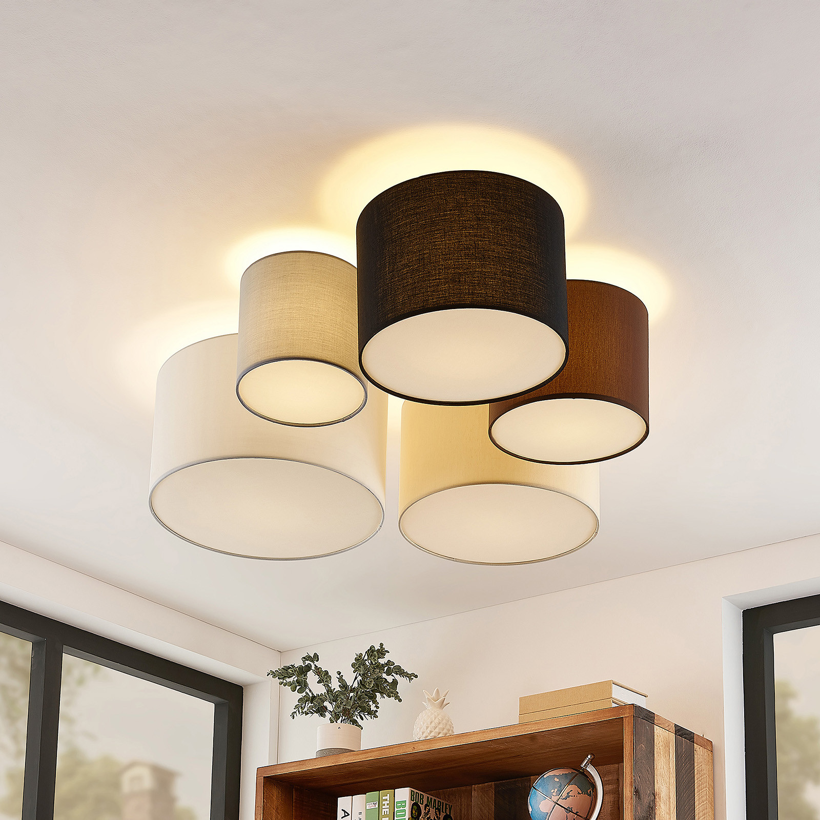 Lindby Laurenz lampa sufitowa, 5-pkt. 90cm brązowa