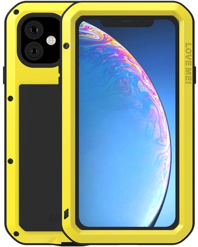 Love Mei Etui Pancerne + szkło Powerful iPhone 11, żółte 6932809613423
