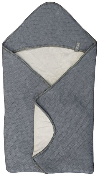 Bamboom kocyk dzianinowy ocieplany z kapturkiem bambus organiczny niebieski jeans
