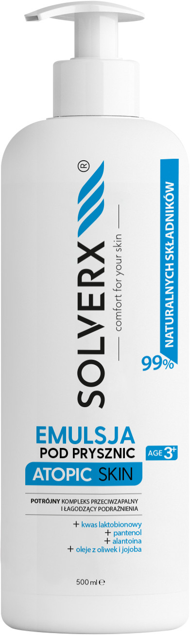 SOLVERX SOLVERX Atopic Skin Emulsja pod prysznic - łagodząca podrażnienia i przeciwzapalna  500ml
