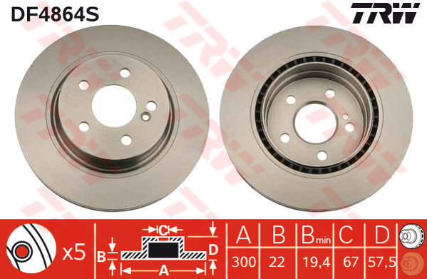 TRW Tarcza hamulcowa DF4864S
