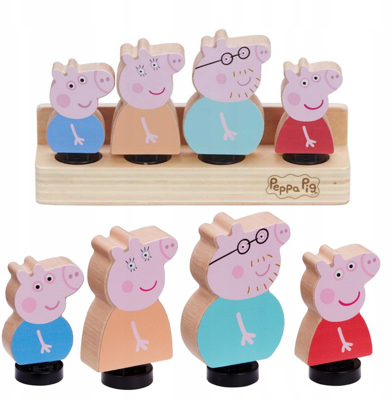 Świnka Peppa Figurki Drewniane Cała Rodzina Peppy