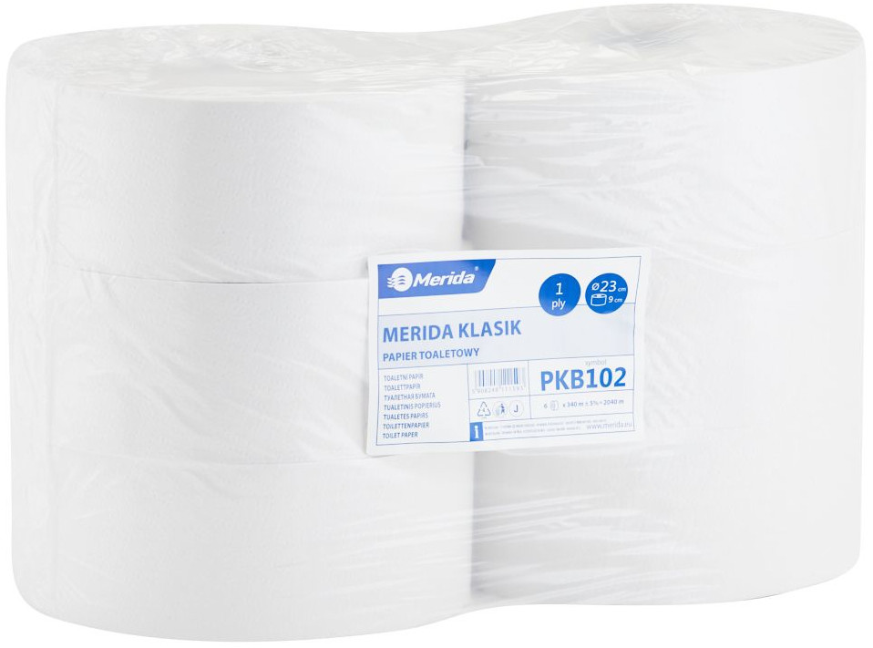 Merida Papier toaletowy Klasik 6 szt 1 warstwa 340 m średnica 23 cm biały makulatura