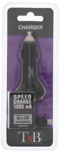 T'nB T'nB Ładowarka samochodowa/zapalniczka + kabel mikro USB do smartfona, folia blistrowa (CHBBCAR2), czarna CHBBCAR2