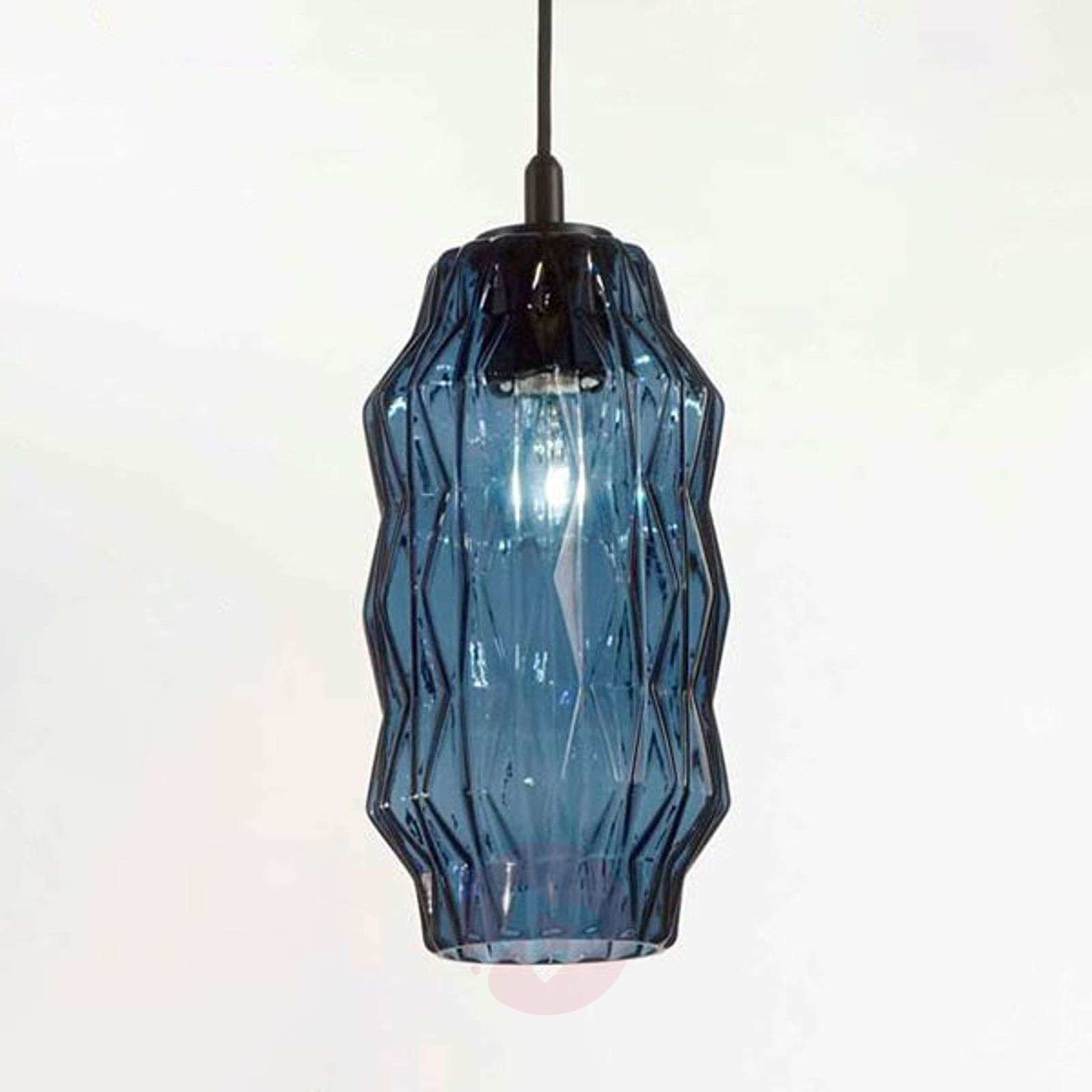 Selene Lampa wisząca Origami ze szkła, niebieska